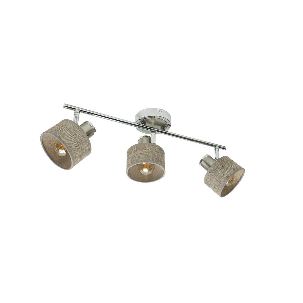 NANDO, Regleta 3 focos - Cromo/Níquel | Madera Gris