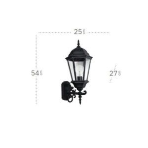 REGULUS, aplique exterior con brazo, dimensiones