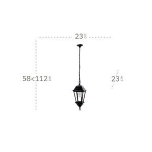 REGULUS, colgante exterior aluminio, dimensiones