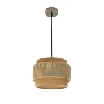 SAMOA, colgante de techo cuero con pantalla de diseño en color camel, diámetro 30 cm