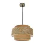 SAMOA, colgante de techo cuero con pantalla de diseño en color camel, diámetro 40 cm