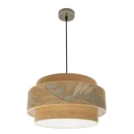 SAMOA, colgante de techo cuero con pantalla de diseño en color camel, diámetro 50 cm