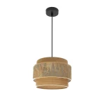 SAMOA, colgante de techo negro con pantalla de diseño en color camel, diámetro 30 cm