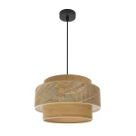 SAMOA, colgante de techo negro con pantalla de diseño en color camel, diámetro 40 cm