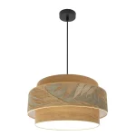 SAMOA, colgante de techo negro con pantalla de diseño en color camel, diámetro 50 cm