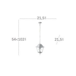 SPICA, colgante exterior aluminio, dimensiones