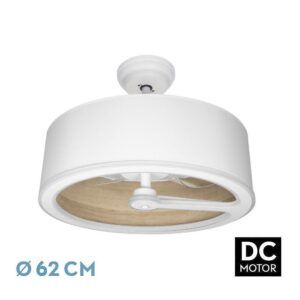 TATIANA, ventilador de techo sin aspas, color blanco e interior color madera clara