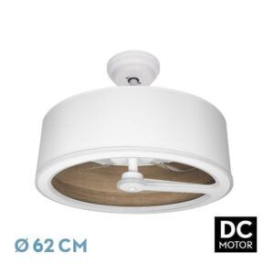 TATIANA, ventilador de techo sin aspas, color blanco e interior color madera oscura