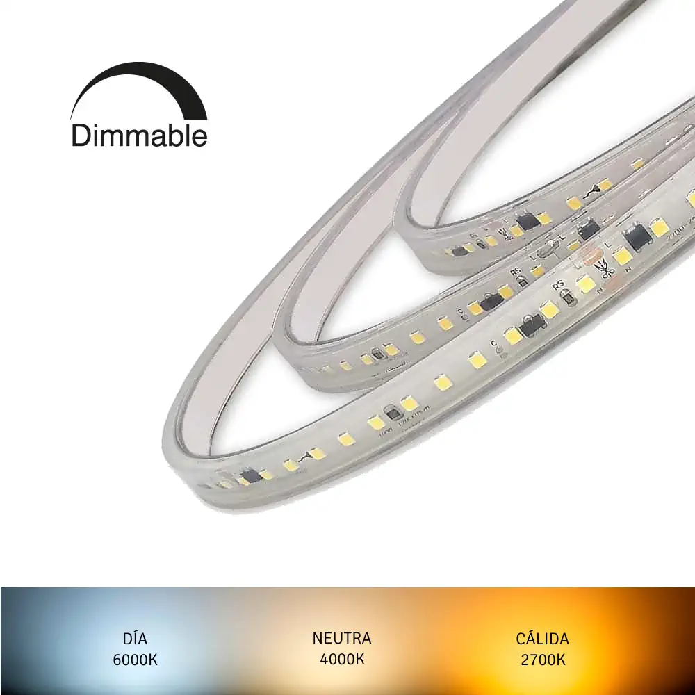 Tira LED adhesiva, directa a 230V, sin transformador