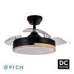 OLIMPIA, Ventilador de techo aspas abatibles, color negro/haya