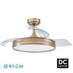 MICENAS MINI, Ventilador de techo aspas abatibles, color cuero