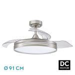 MICENAS MINI, Ventilador de techo aspas abatibles, color níquel