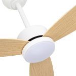 GENIL, ventilador de techo con luz, color blanco, aspas color haya, detalle