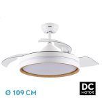 NALON, Ventilador de techo aspas retractiles, color blanco/haya