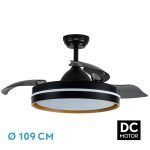 NALON, Ventilador de techo aspas retractiles, color negro/madera clara