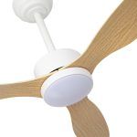 SERPA, ventilador de techo con luz, color blanco, aspas color haya, detalle