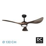 VIANA, ventilador de techo con luz, color negro y aspas de madera color roble