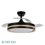 VIPER, ventilador de techo aspas abatibles, color Negro/Madera