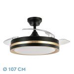 VIPER, ventilador de techo aspas abatibles, color Negro/Oro