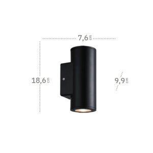 YOPOL, aplique exterior bañador de luz pared, cilíndrico, dimensiones